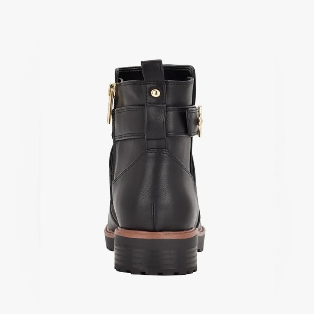 TOMMY HILFIGER FEINNIE ANKLE LEATHER BLACK BOOTS 9.5